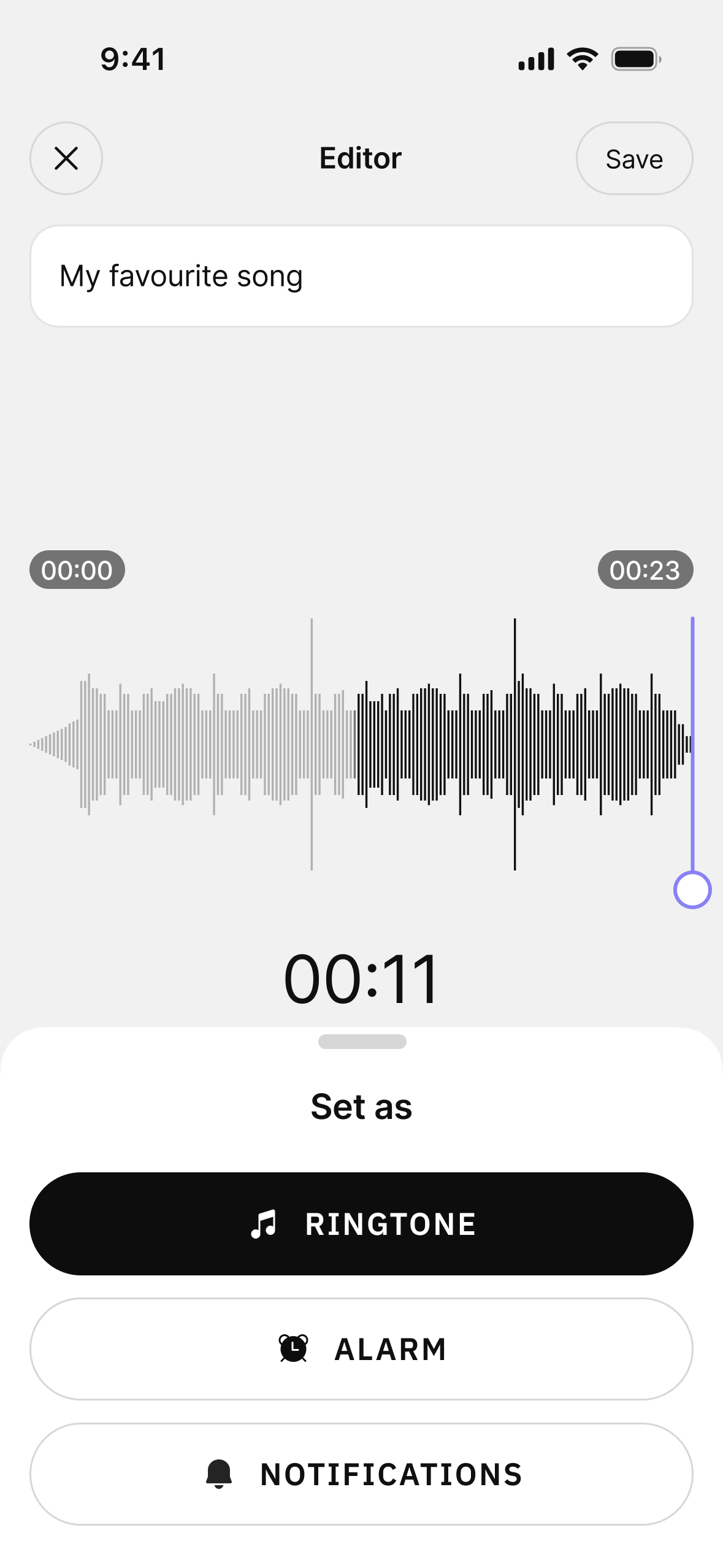 VibeCall set as ringtone, alarm, or notifications screen